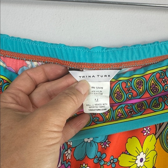 Trina Turk Bohemian Paisley Printed Wide Leg Beach Pants Nylon Stretch Medium - Picture 15 of 16